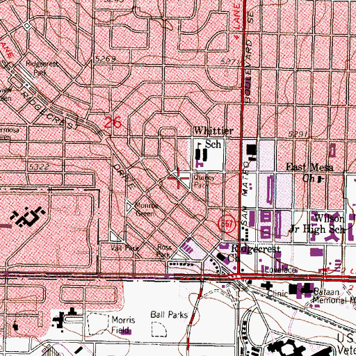 Topographic Map of Eunice Kaloch Park, NM