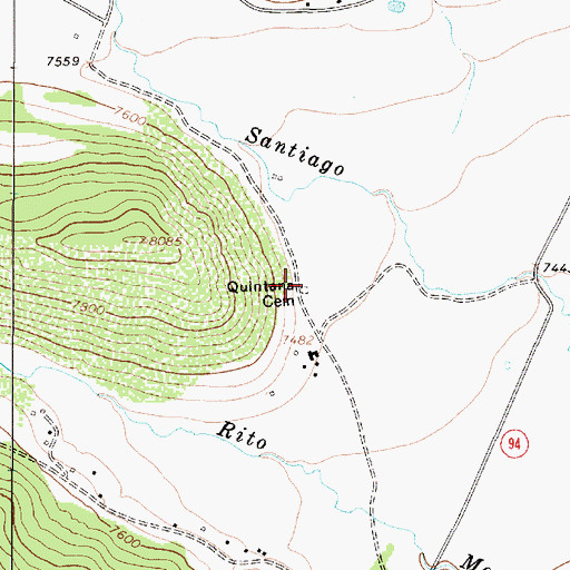 Topographic Map of Quintana Cemetery, NM
