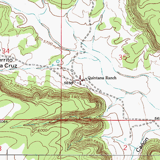 Topographic Map of Quintana Ranch, NM