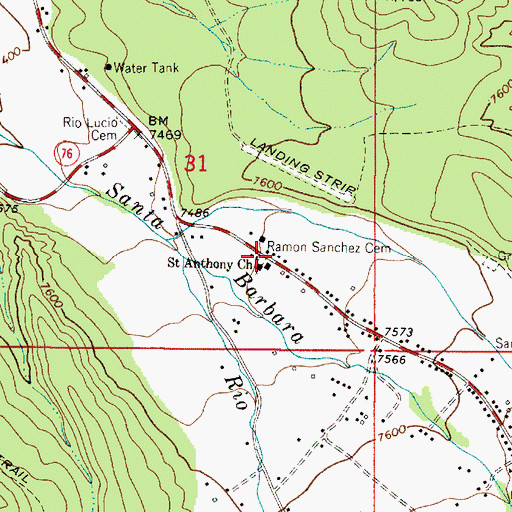 Topographic Map of Ramon Sanchez Cemetery, NM