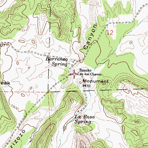 Topographic Map of Rancho de los Chavez, NM