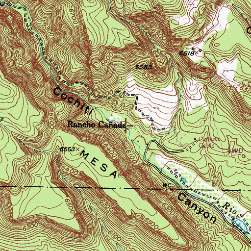 Topographic Map of Rancho Caada, NM