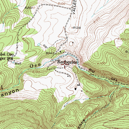 Topographic Map of Recheulos, NM