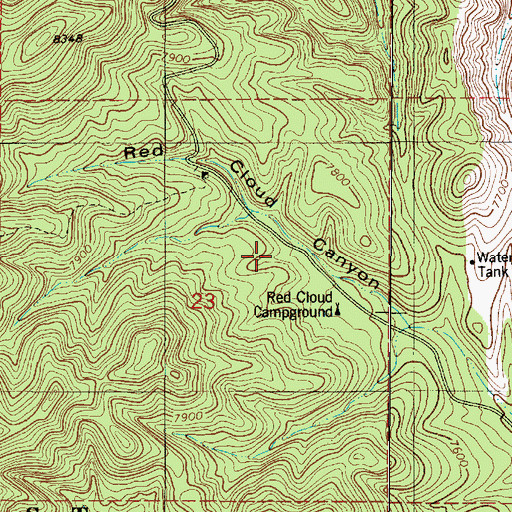 Topographic Map of Red Cloud Campground, NM