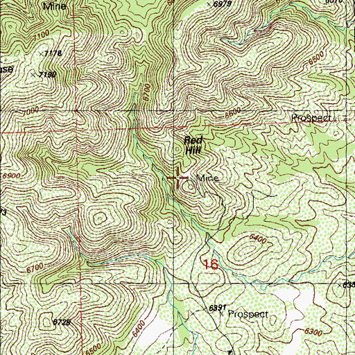 Topographic Map of Red Hill Turquoise Mine, NM