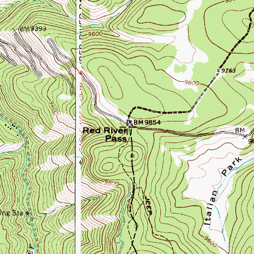 Topographic Map of Red River Pass, NM