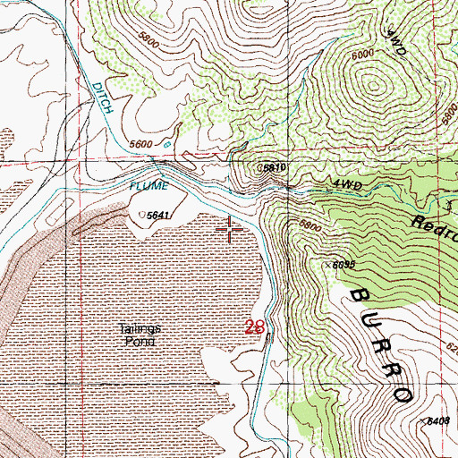 Topographic Map of Redrock Canyon, NM