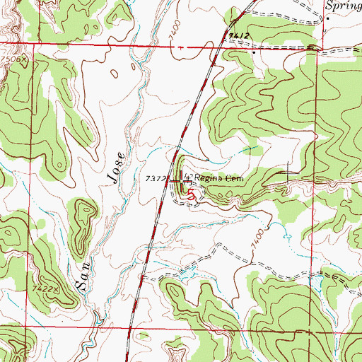 Topographic Map of Regina Cemetery, NM