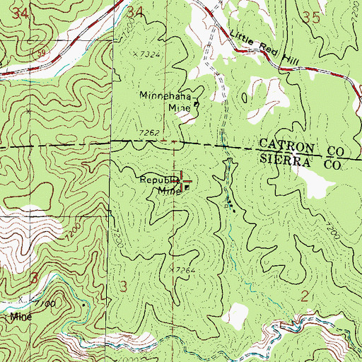 Topographic Map of Republic Mine, NM