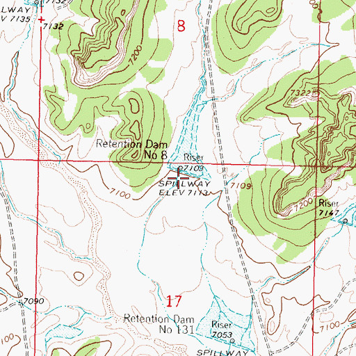 Topographic Map of Retention Dam Number 8, NM