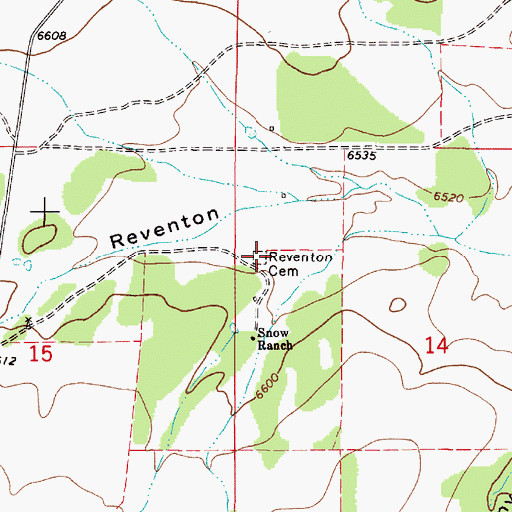 Topographic Map of Reventon Cemetery, NM