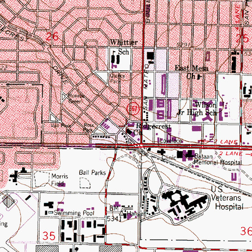 Topographic Map of Ridgecrest Church, NM