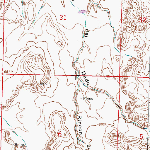 Topographic Map of Rincon del Dado, NM