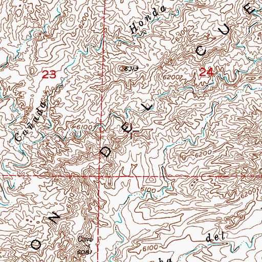 Topographic Map of Rincon Del Cuervo, NM