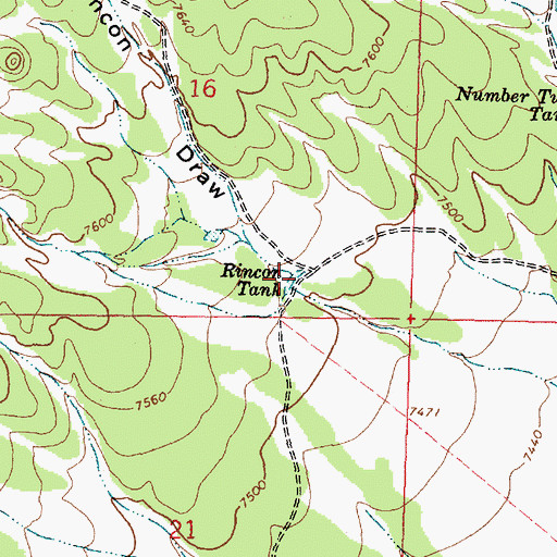 Topographic Map of Rincon Tank, NM