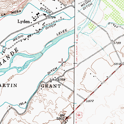 Topographic Map of Rinconada Isla Ditch, NM