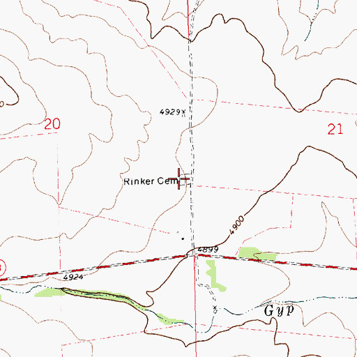 Topographic Map of Rinker Cemetery, NM