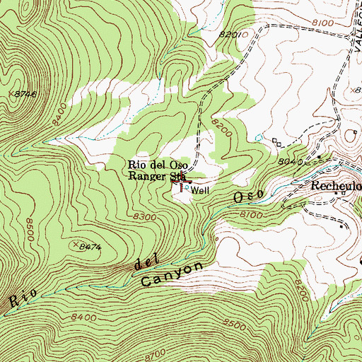 Topographic Map of Rio del Oso Ranger Station, NM