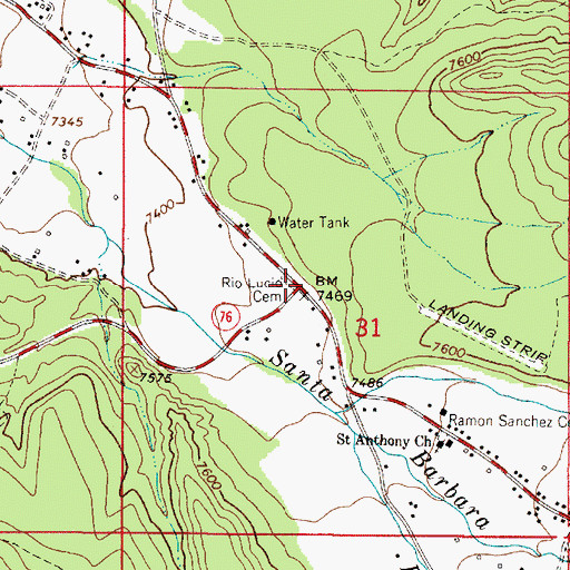 Topographic Map of Rio Lucio Cemetery, NM