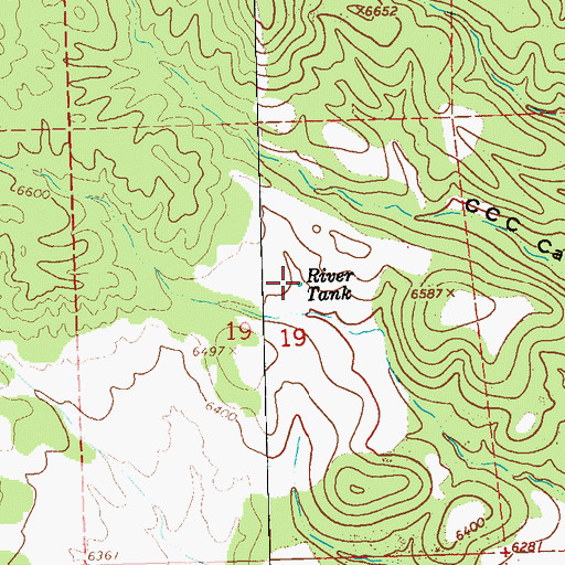 Topographic Map of River Tank, NM