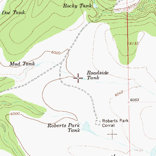 Topographic Map of Roadside Tank, NM