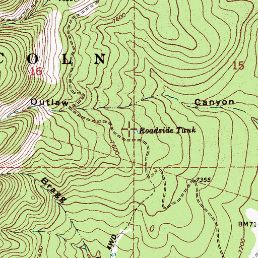 Topographic Map of Roadside Tank, NM