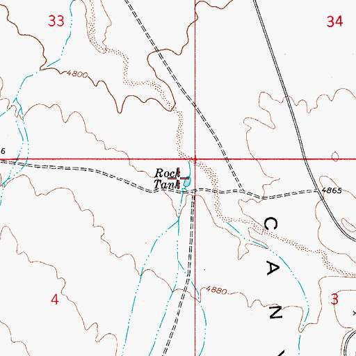 Topographic Map of Rock Tank, NM