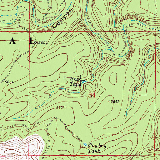 Topographic Map of Rock Tank, NM