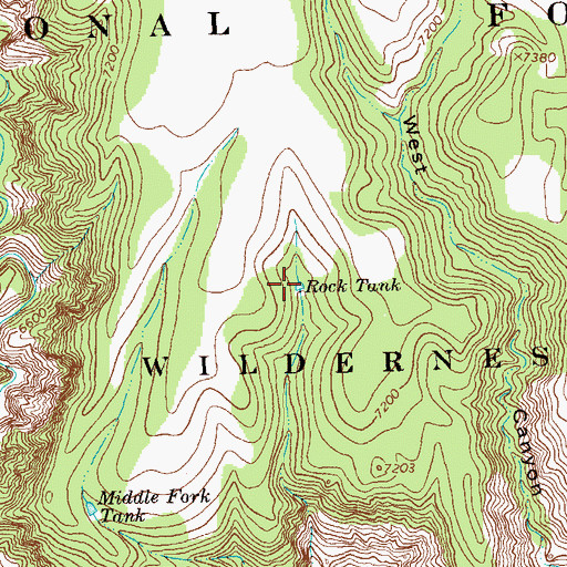 Topographic Map of Rock Tank, NM