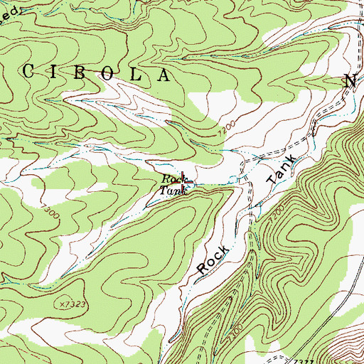 Topographic Map of Rock Tank, NM