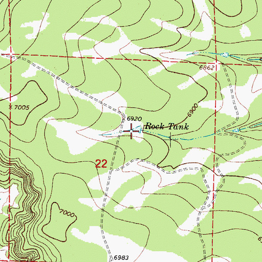 Topographic Map of Rock Tank, NM