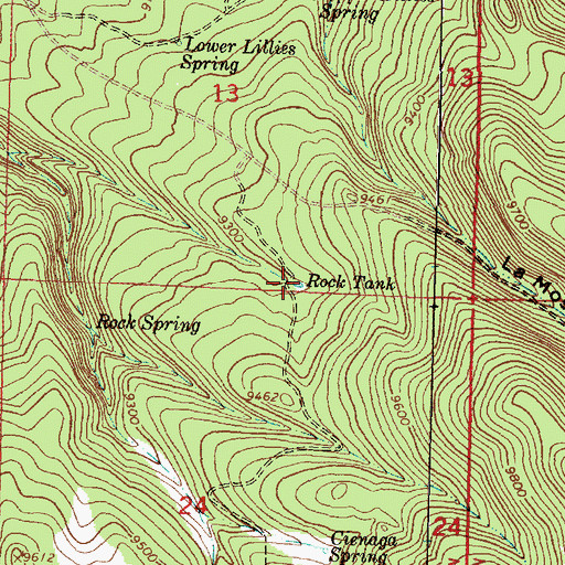 Topographic Map of Rock Tank, NM