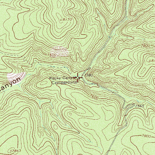 Topographic Map of Rocky Canyon Campgroud, NM