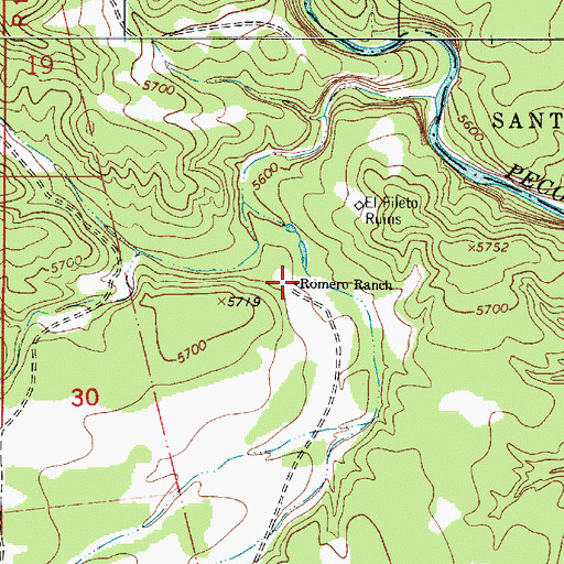 Topographic Map of Romero Ranch, NM