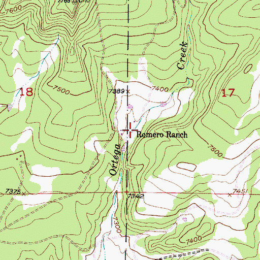 Topographic Map of Romero Ranch, NM