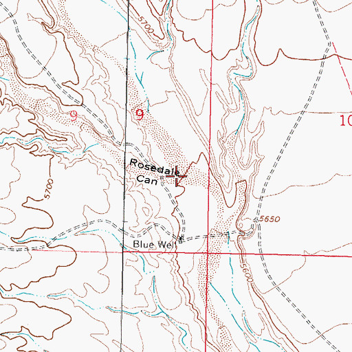 Topographic Map of Rosedale Canyon, NM