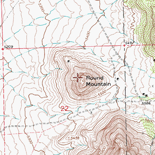 Topographic Map of Round Mountain, NM