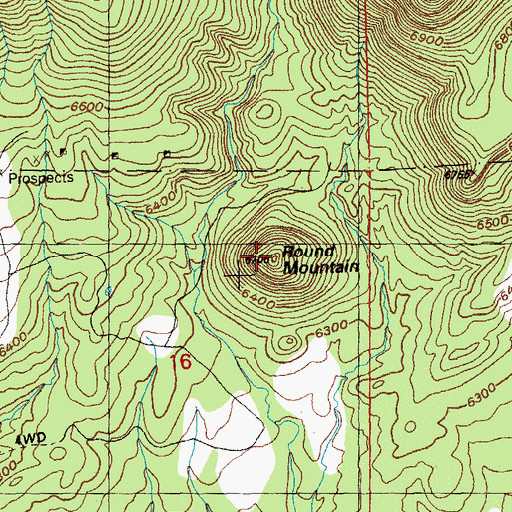 Topographic Map of Round Mountain, NM