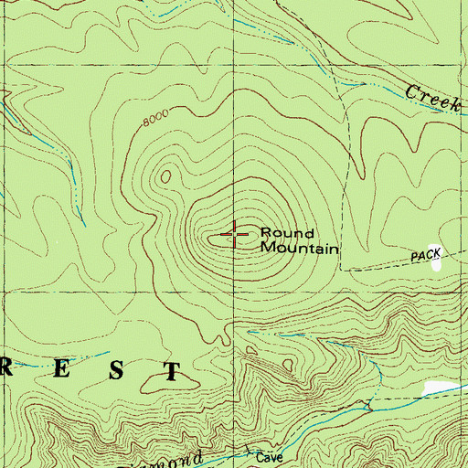 Topographic Map of Round Mountain, NM