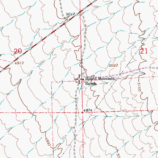 Topographic Map of Round Mountain Ranch, NM