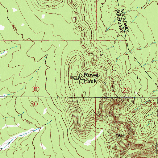 Topographic Map of Rowe Peak, NM