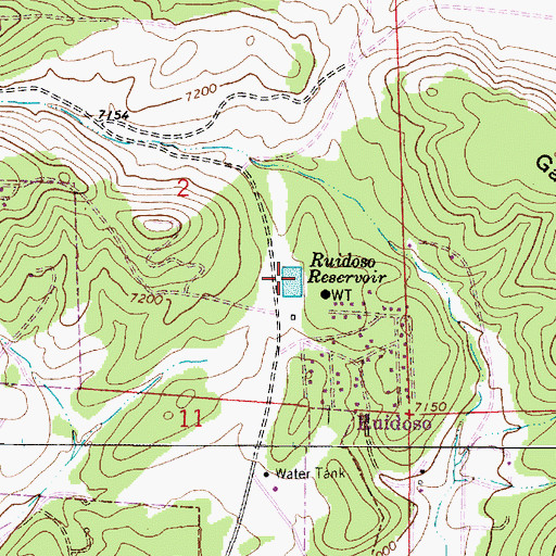 Topographic Map of Ruidoso Reservoir, NM