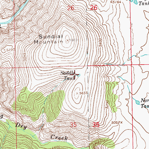 Topographic Map of Saddle Tank, NM
