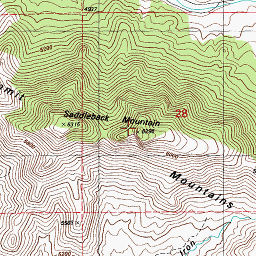 Topographic Map of Saddleback Mountain, NM