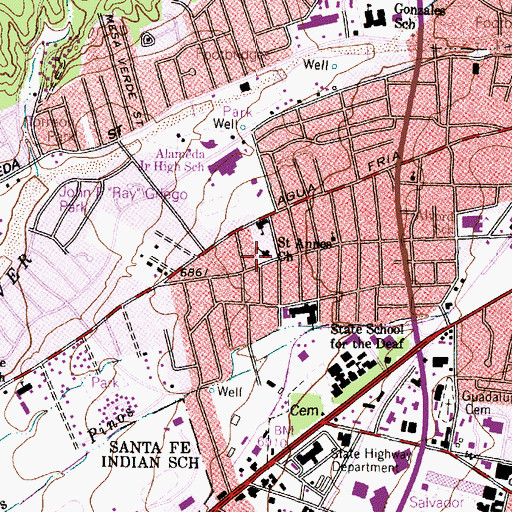 Topographic Map of Saint Annes Church, NM