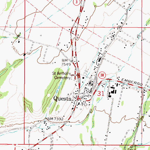 Topographic Map of Saint Anthony Cemetery, NM