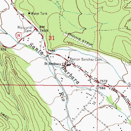 Topographic Map of Saint Anthony Church, NM