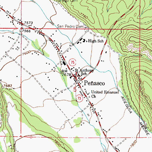 Topographic Map of Saint Anthony School, NM