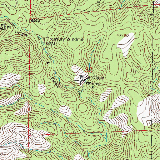 Topographic Map of Saint Cloud Mines, NM