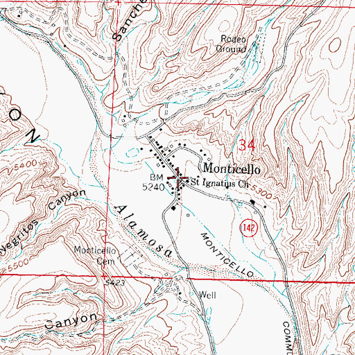Topographic Map of Saint Ignatius Church, NM